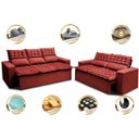 Ver imagem 4 de Conjunto de Sofá 3 e 2 Lugares Retrátil e Reclinável Cama Inbox Slim 2,00x1,50M Velusoft