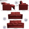 Conjunto de Sofá 3 e 2 Lugares Retrátil e Reclinável Cama Inbox Slim 2,00x1,50M Velusoft - 3
