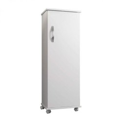 Armário Multiuso Olinda 1 Porta 4 Prateleiras com Rodizio Arte Móveis Branco - 1 Armário Multiuso Olinda 1 Porta 4 Prateleiras com Rodizio Arte Móveis Branco - 1
