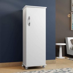Armário Multiuso Olinda 1 Porta 4 Prateleiras com Rodizio Arte Móveis Branco - 2 Armário Multiuso Olinda 1 Porta 4 Prateleiras com Rodizio Arte Móveis Branco - 2