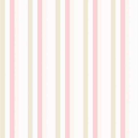 Papel de Parede Decorativo Listrado Baby Irregular em Tons de Rosa e Bege 1,5m