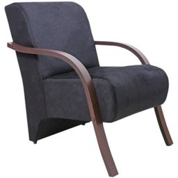 Poltrona Decorativa Santa Rita Suede Braço Madeira Grafite - 1