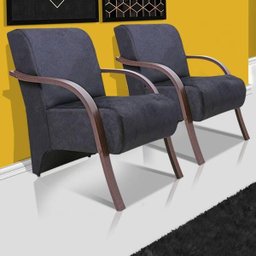 Kit 2 Poltronas Decorativas 1 Lugar Santa Rita Sued Grafite - 2