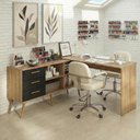 Ver imagem 2 de Mesa de Manicure Profissional de Canto em L com 3 Gavetas Jady Multimóveis Mp6042 Madeirado/preto