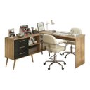 Ver imagem 1 de Mesa de Manicure Profissional de Canto em L com 3 Gavetas Jady Multimóveis Mp6042 Madeirado/preto