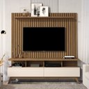 Ver imagem 1 de Rack com Painel Ripado para TV até 60 Polegadas MDF 166CMX135CM Pés em Madeira Maciça Real Vivare Wood 1.6