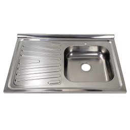 Pia Inox Fabrinox PSD800D 80x52cm, cuba direita e furo para torneira - 1