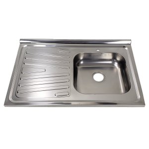 Pia Inox Fabrinox PSD800D 80x52cm, cuba direita e furo para torneira