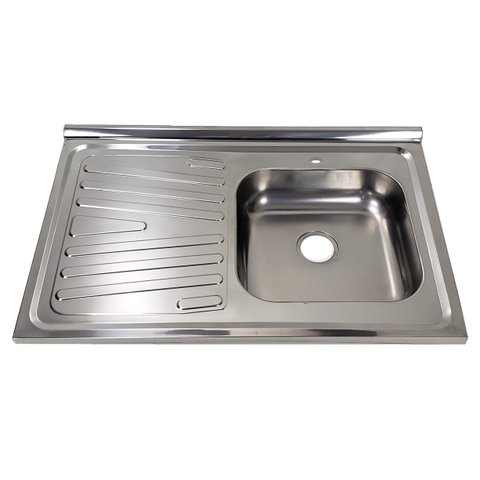 Pia Inox Fabrinox PSD800D 80x52cm, cuba direita e furo para torneira