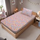 Ver imagem 4 de Jogo de Cama Solteiro Portallar Malha Misto Estampado Rainbow 2 Pçs com Elástico Rosa