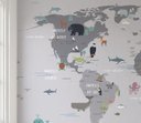 Ver imagem 2 de Papel de parede mapa mundi infantil safári para quarto de bebê M² PP100