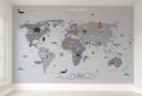 Ver imagem 1 de Papel de parede mapa mundi infantil safári para quarto de bebê M² PP100