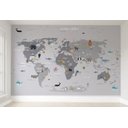 Ver imagem 1 de Papel de parede mapa mundi infantil safári para quarto de bebê M² PP100