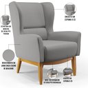Ver imagem 4 de Kit 02 Poltronas Decorativa Fixa Base de Madeira Milena D02 Linho Cinza Escuro C-416 - Lyam Decor