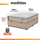 Ver imagem 4 de Cama Box Baú Casal Probel Molas Ensacadas Pillow Top 138x188x71cm Guarda Costas Genova Branco/Bege