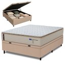 Ver imagem 2 de Cama Box Baú Casal Probel Molas Ensacadas Pillow Top 138x188x71cm Guarda Costas Genova Branco/Bege
