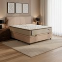Ver imagem 1 de Cama Box Baú Casal Probel Molas Ensacadas Pillow Top 138x188x71cm Guarda Costas Genova Branco/Bege