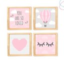 Ver imagem 4 de Kit com 4 Quadros Decorativos Infantil Balão Nuvens Menina:branca