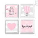 Ver imagem 1 de Kit com 4 Quadros Decorativos Infantil Balão Nuvens Menina:branca