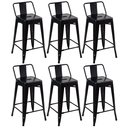 Ver imagem 2 de Kit 6 Banquetas Altas Industriais Pretas em Aço 76cm com Encosto – Estilo Tolix