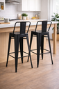 Ver mais imagens de Kit 6 Banquetas Altas Industriais Pretas em Aço 76cm com Encosto – Estilo Tolix