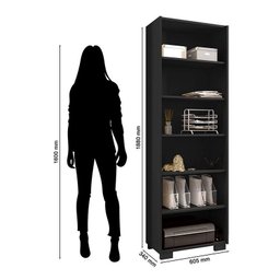 Kit 4 Gaveteiros para Escritório Gávea com Chave e 4 Livreiros Office Preto Fosco – Móveis Leão - 6