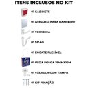 Ver imagem 2 de Gabinete 02 Portas Suspenso Banheiro Lavatório + Armário + Torneira + Engate Flexível + Veda Rosca