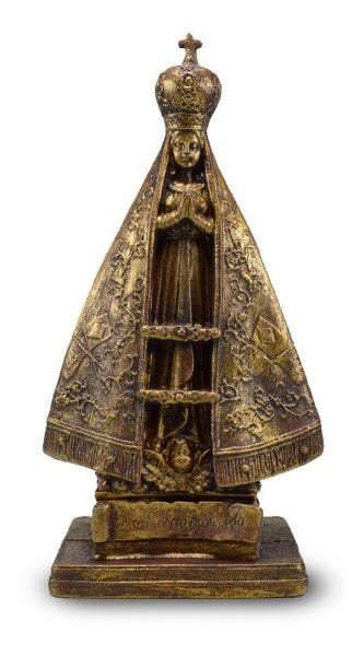 Imagem Nossa Senhora Aparecida Ouro Antigo 41cm Inquebrável