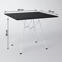 Ver imagem 2 de Conjunto Jantar Eames De Ferro Branco E Tampo Quadrado Preto 90cm 4 Cadeiras Branca