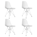 Ver imagem 3 de Conjunto Jantar Eames De Ferro Branco E Tampo Quadrado Preto 90cm 4 Cadeiras Branca