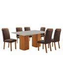 Ver imagem 1 de Mesa de Jantar Eloise 180cm Tampo MDF Vidro Canto Copo com 6 Cadeiras Aline