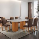 Ver imagem 2 de Mesa de Jantar Eloise 180cm Tampo MDF Vidro Canto Copo com 6 Cadeiras Aline