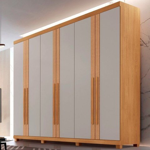Guarda-Roupa 100% MDF 6 Portas 6 Gavetas com Pés Istambul Off White/Marromle