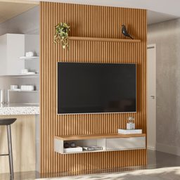Painel Ripado Modular 180cm com Nicho Nature Off White Linea Brasil - 3