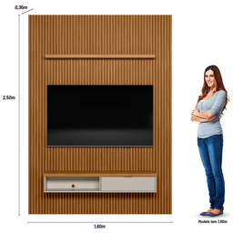 Painel Ripado Modular 180cm com Nicho Nature Off White Linea Brasil - 4