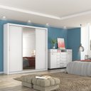 Ver imagem 2 de Guarda Roupa Casal Paris 3 Portas c/ Espelho Branco - Bela Móveis