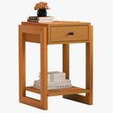 Ver imagem 2 de Mesa de Cabeceira 1661 Minimalista com Nicho e 1 Gaveta Nature Fosco