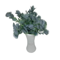 Vaso alto branco trabalhado com planta - 2