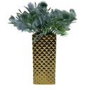 Ver imagem 1 de Vaso alto dourado trabalhado com planta artificial