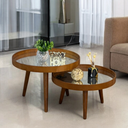 Ver imagem 1 de Mesa de Centro Espelhada Redonda Pé Palito Sala Estar:madeirado Tampos Espelhados