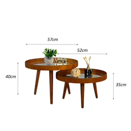 Mesa de Centro Espelhada Redonda Pé Palito Sala Estar:madeirado Tampos Espelhados - 6