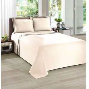 Kit Colcha Casal Piquet Liso Palha Dohler