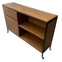 Ver imagem 3 de Buffet Aparador Modelo Industrial com 1 Gaveta, 1 Porta e 2 Prateleiras - Cores Preto e Imbuia