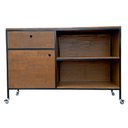 Ver imagem 1 de Buffet Aparador Modelo Industrial com 1 Gaveta, 1 Porta e 2 Prateleiras - Cores Preto e Imbuia
