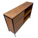 Ver imagem 6 de Buffet Aparador Modelo Industrial com 1 Gaveta, 1 Porta e 2 Prateleiras - Cores Preto e Imbuia