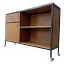 Ver imagem 2 de Buffet Aparador Modelo Industrial com 1 Gaveta, 1 Porta e 2 Prateleiras - Cores Preto e Imbuia