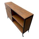 Ver imagem 4 de Buffet Aparador Modelo Industrial com 1 Gaveta, 1 Porta e 2 Prateleiras - Cores Preto e Imbuia