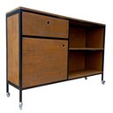 Ver imagem 5 de Buffet Aparador Modelo Industrial com 1 Gaveta, 1 Porta e 2 Prateleiras - Cores Preto e Imbuia