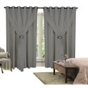 Ver imagem 1 de Cortina Corta Luz 4,00M x 2,70M 100% Blackout com Voil Cinza para Sala ou Quarto para Varão Simples