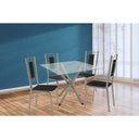 Ver imagem 1 de Conjunto: Mesa de Cozinha Volga C/ Tampo de Vidro 90cm e 4 Cadeiras Florença Niquel - Courano Preto